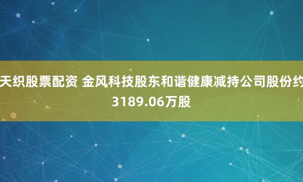 天织股票配资 金风科技股东和谐健康减持公司股份约3189.06万股