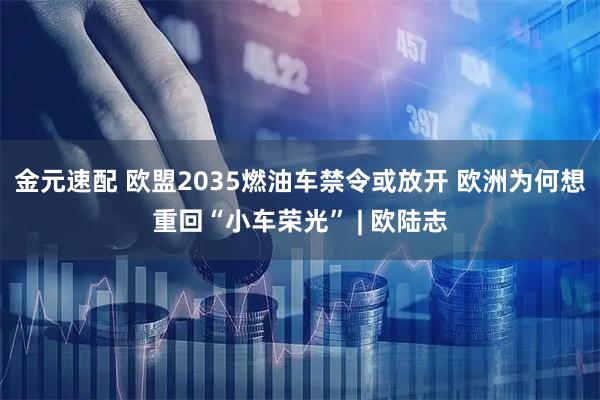 金元速配 欧盟2035燃油车禁令或放开 欧洲为何想重回“小车荣光” | 欧陆志
