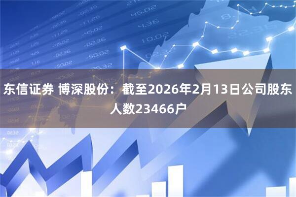 东信证券 博深股份：截至2026年2月13日公司股东人数23466户